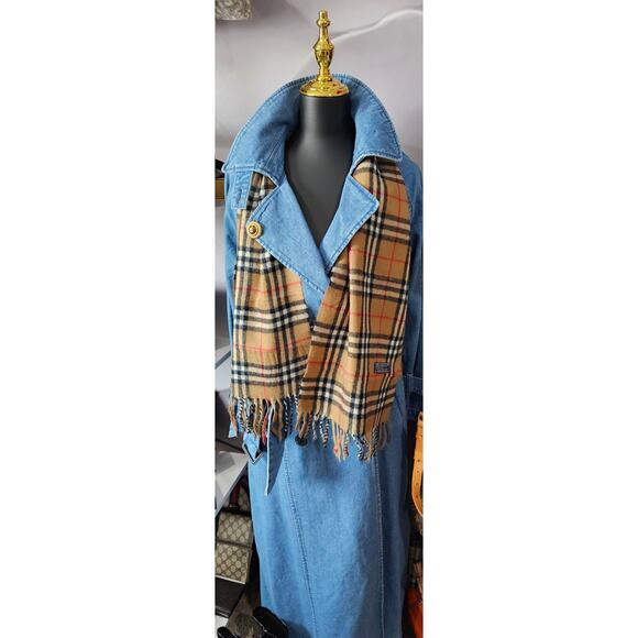 BURBERRYs of London 100% Lambswool BEIGE Scarf Shawl Nova Check Vintage - Picture 2 of 8